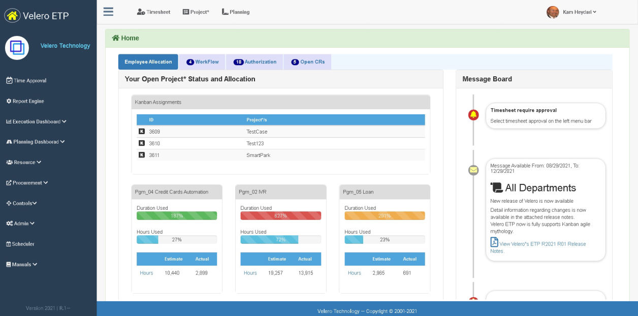 Enterprise transparency platform interface