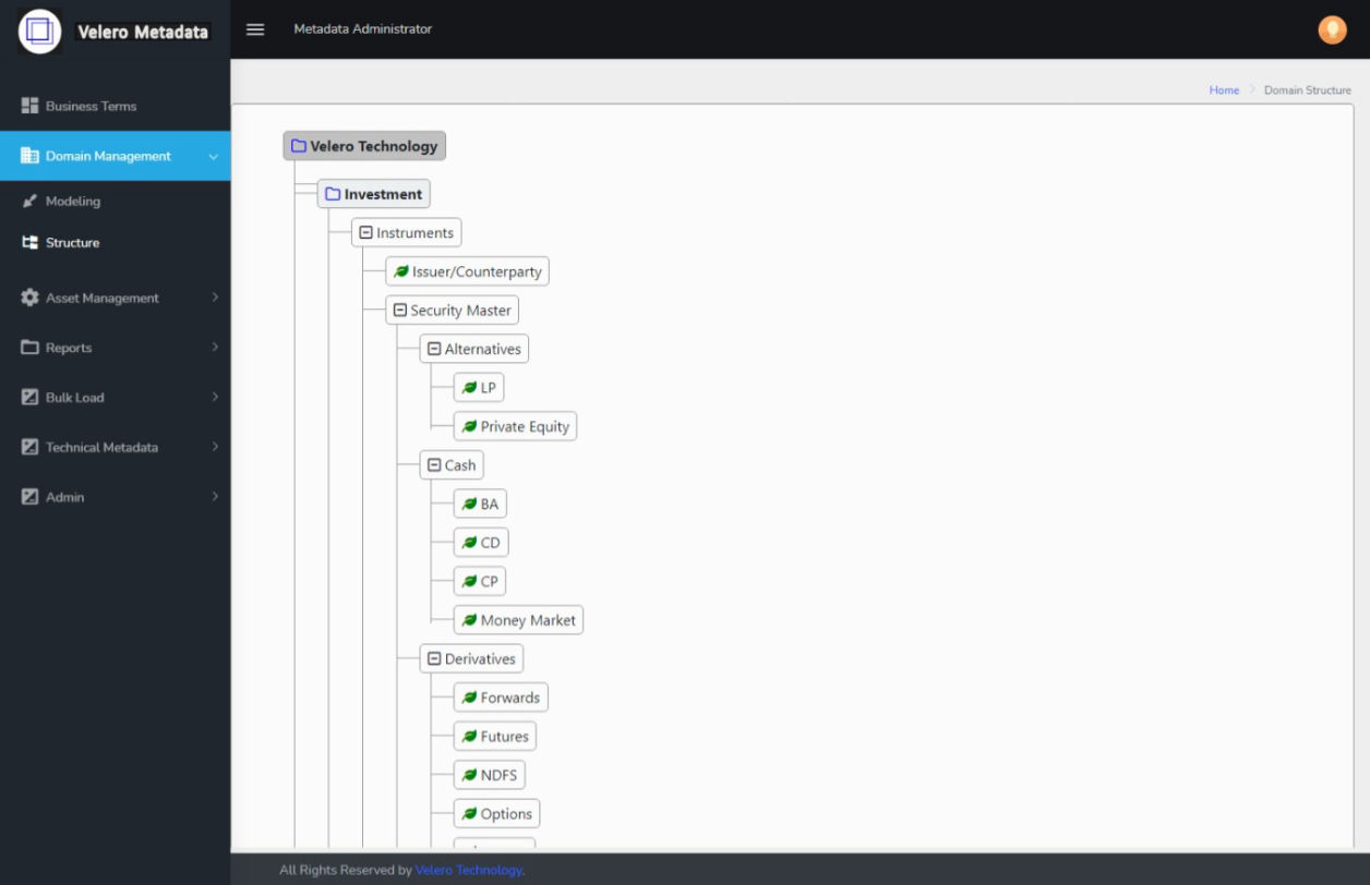 Velero metadata platform screenshot